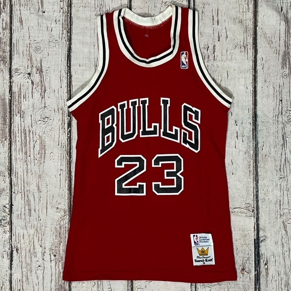 Michael Jordan Chicago Bulls 80s Vintage NBA Basketball Sand - Knit Jersey Small
